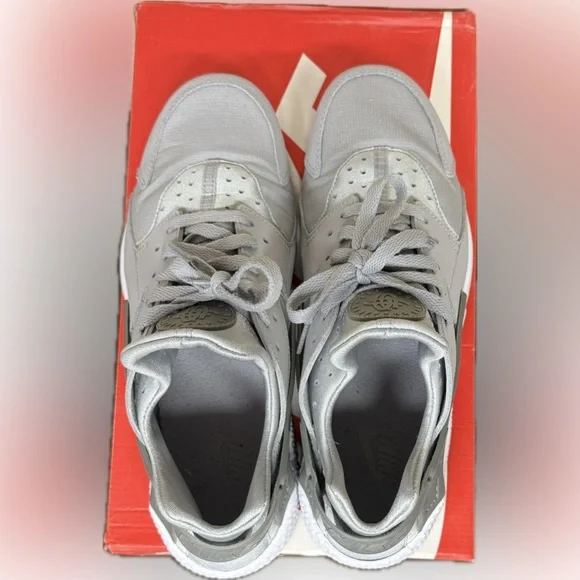 Nike Air Huarache Gray and White Sneakers - Picture 3 of 3